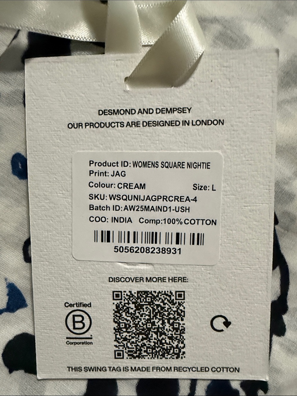 Desmond and Dempsey Slip Maxi Slip Nightie Jaguar Square - Picture 5 of 11